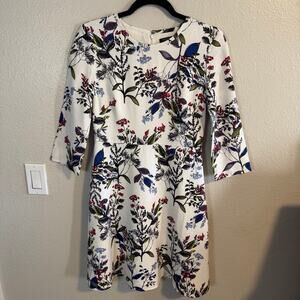 Banana Republic White Floral 3/4 Sleeve Spring Dress Size 0